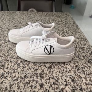 VALENTINO Sela Leather Platform Sneakers White Size 6.5 in Great Condition